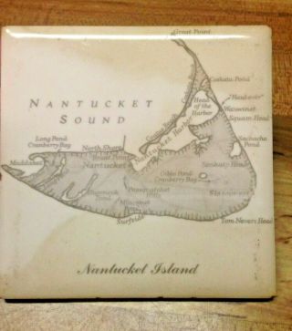 Vintage Nantucket Sound - Nantucket Island Map In Ma Souvenir Collector Tile