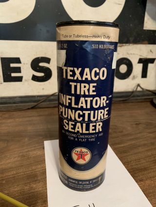 Vintage Texaco Tire Inflator Puncture Sealer Can Gas Station Sign - Full