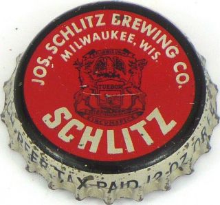 1950s Michigan Tax Schlitz Beer Cork Crown Tavern Trove