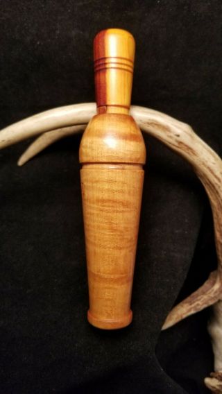 Vintage Earl Dennison 2 Duck Call - Birdseye Maple Signed & Dated Metal Reed 12