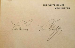President Calvin Coolidge hand signed White House card autograph w/envelope 2
