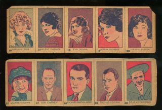 1926 W512 Strip Cards Uncut Sheet (2) Entertainers W/ Coogan Novak Chadwick,
