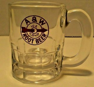 Vintage A&w Root Beer Mini Mug 3 " Ice Cold Arrow Bullseye Red/clear Logo Usa