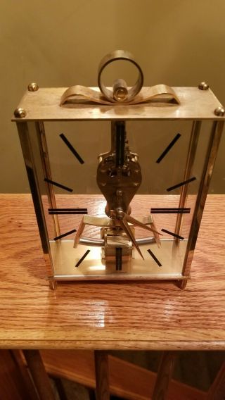 Vintage Kundo Electronic Kieninger Obergfell Mantle Brass Clock West Germany