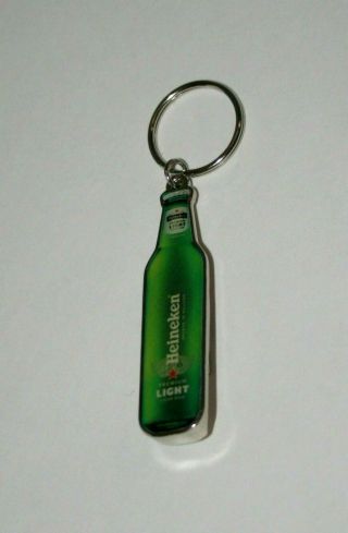 Heineken Light Beer Advertising Promo Metal Key Chain Bottle Cap Opener