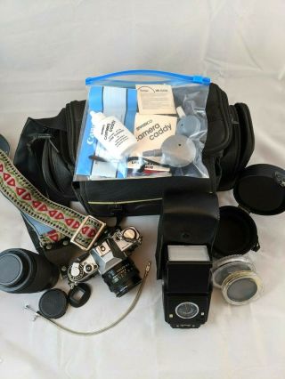 Canon Ae - 1 Camera,  Lenses,  Flash Unit,  Case And Accessories Vintage