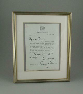Margaret Thatcher Hand Signed Downing St Letter To Artist Richard Wawro 3/4/1981
