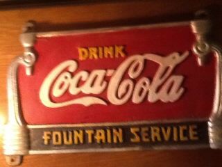 Vintage Drink Coca Cola Fountain Service Cast Iron Sign