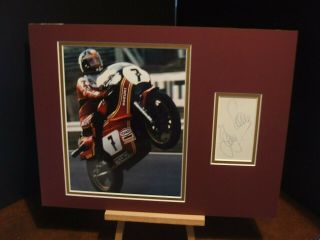 Barry Sheene Motorcycle World Champion Authentic Autograph Signed Display Uacc
