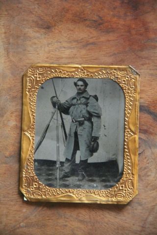 Civil War Tintype Photograph Captain Ira Beddo 11th Illinois Infantry In Uniform 3