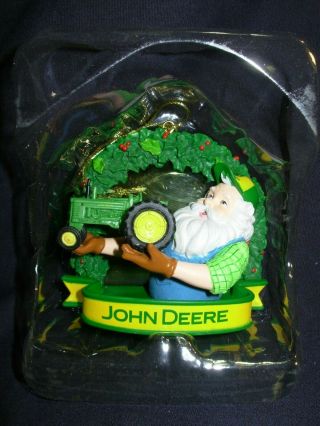 Enesco John Deere Tractor Santa Ornament 2008 Box