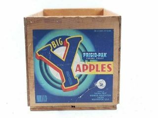 Vintage Wood Fruit Crate Box Big Y Apples Label
