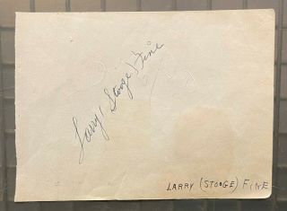 Larry Fine 3 Stooges Signed Album Page Rare Psa/dna Loa Al Jolson Reverse