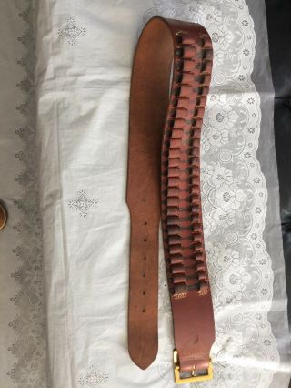 Vintage Brown Leather Ammo Belt Rifle Bullet Holder - 34 - 38 Hunter
