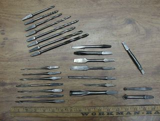 25 Assorted Specialty Tools For Bit Braces.  Drills,  Reamers,  Gimlet,  Bits,  Group