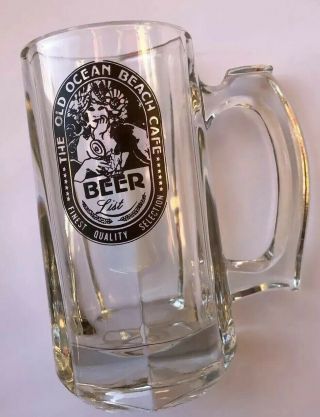 Vintage Old Ocean Beach Cafe Glass Beer Stein Mug San Diego Ca