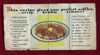 1929 Waffle Recipe From Calumet Baking Powder Co Chicago Illinois