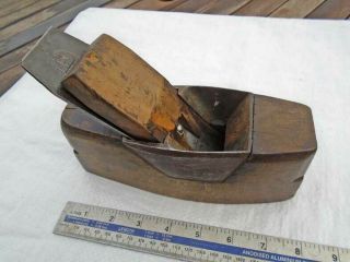 Antique 8 " Beech & Cast Iron Coffin Shaped Smoothing Plane By D Kimberley & Sons