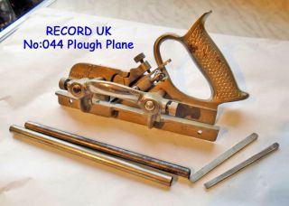 Vintage Record Uk Model:044 Plough Plane C/w 3 Cutters D Stop & L Rods Old Tool