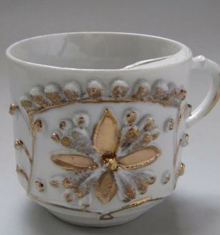 Antique Victorian Porcelain Floral Mustache Cup/shaving Mug C.  1880