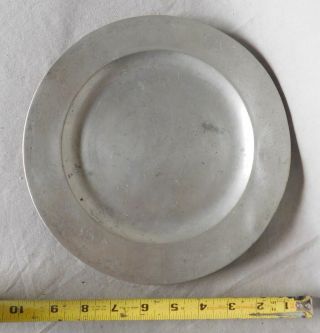 Antique Early 18th C Pewter Dinner Plate Flat Rim American English Marked T H