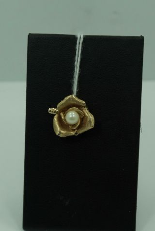 Antique / Vintage - 6mm Pearl Flower Bracelet Clasp - 14k Yellow Gold