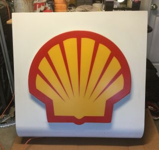 Vintage Shell Gas Station Lighted Canopy Sign Plastic Metal Oil 40 " X 40 "