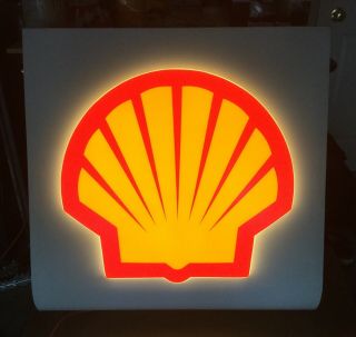 Vintage Shell Gas Station Lighted Canopy Sign PLASTIC METAL OIL 40 