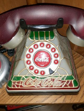Coca Cola Phone Coke Lighted Stained Glass Look Telephone 2001