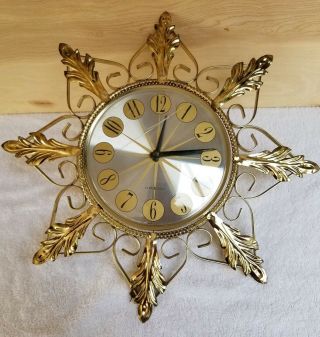 Vintage 1960’s Metal Starburst Wall Clock /westclox Made In Scotland