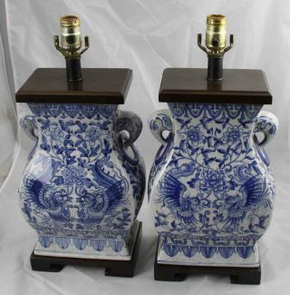 Pair Frederick Cooper Hand Painted Chinese Urn Lamps