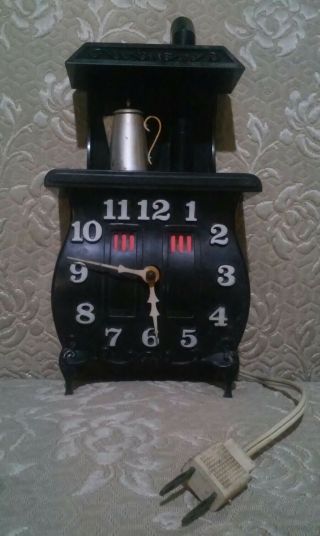Vintage Spartus Antique Style Potbelly Stove Electric Kitchen Wall Clock