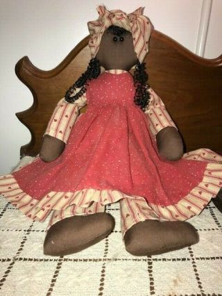 Vintage Handmade Black Americana Cloth Doll