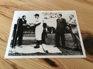 President George H.  W.  Bush Signed Inscribed Yale Baseball Photo With Babe Ruth