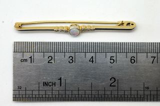 Antique Victorian 14K Solid Gold,  Natural Opal and Diamonds Pin Brooch 3