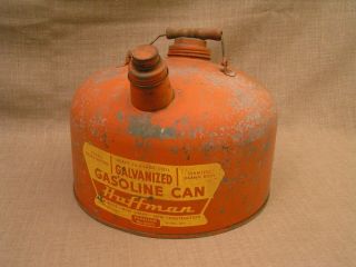 Vintage Huffman 2.  5 Gallon Galvanized Steel Gasoline Gas Can - Delphos Oh.  Rare