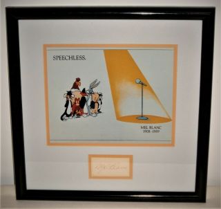 Mel Blanc Autographed/signed Framed Photo Display W/certificate Of Authenticity