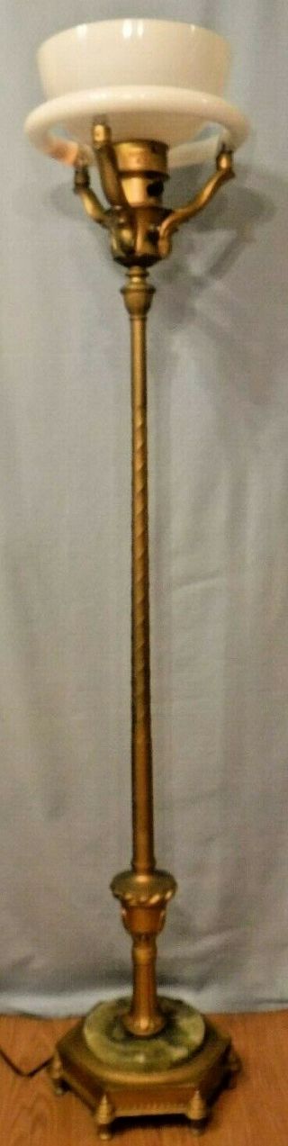 Mid Century Floor Lamp Colonial Premier Co.  Chicago Certified Green Marble Base 2