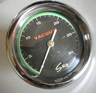 Vintage Sun Greenline 2 - 5/8 " Vacuum Gauge 0 - 30 Hot Rod Muscle
