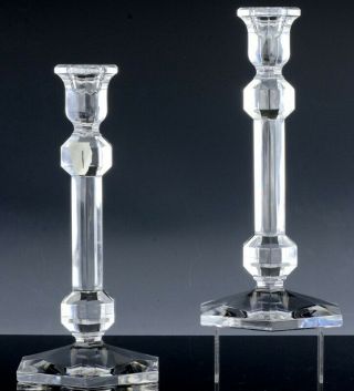 Pair Large Top Qualty Val St Lambert Crystal Glass Candlesticks Candle Holders 1