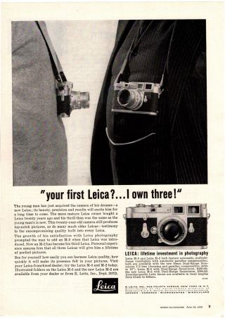 1959 Leica M - 2 Camera 50mm Dual - Range Summicron Ernst Leitz Lensprint Ad