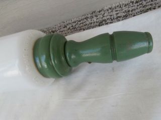 Antique Vintage 1920 ' s Imperial Wooden Green Handles Milk Glass Rolling Pin 2
