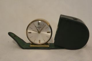 Vintage Swiza Swiss Made 8 Day Travel Alarm Clock With Case Switzerland
