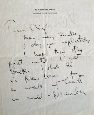 Thornton Wilder Archive Of 2 Letters And Signed 1st Edition Ides Of March