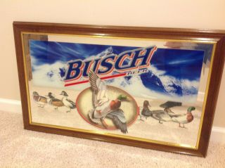 Vintage Busch Beer Wildlife Ducks Bar Mirror Sign 33 " X 20.  5 " Rare