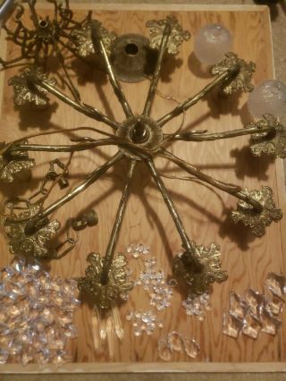 Vintage Crystals And Brass Chandelier Replacement Parts