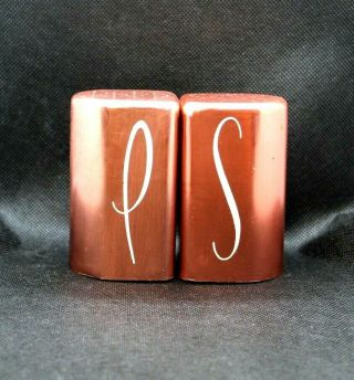 Vintage Mid Century Copper Colored Aluminum Salt And Pepper Shakers