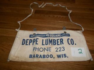 Vintage Deppe Lumber Co Phone 223 Baraboo Wis Carpenter Nail Apron