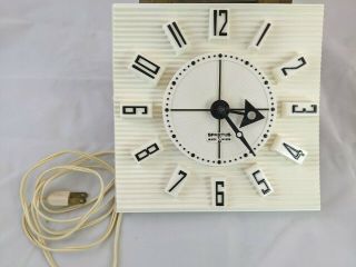 Vintage Spartus Square White Electric Wall Clock