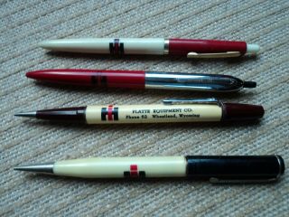 2 Vintage International Harvester Ink Pens 2 Mechanical Pencils 2 Digit Phone